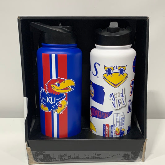 Kansas Jayhawks 34oz Quencher Bottles with Straw