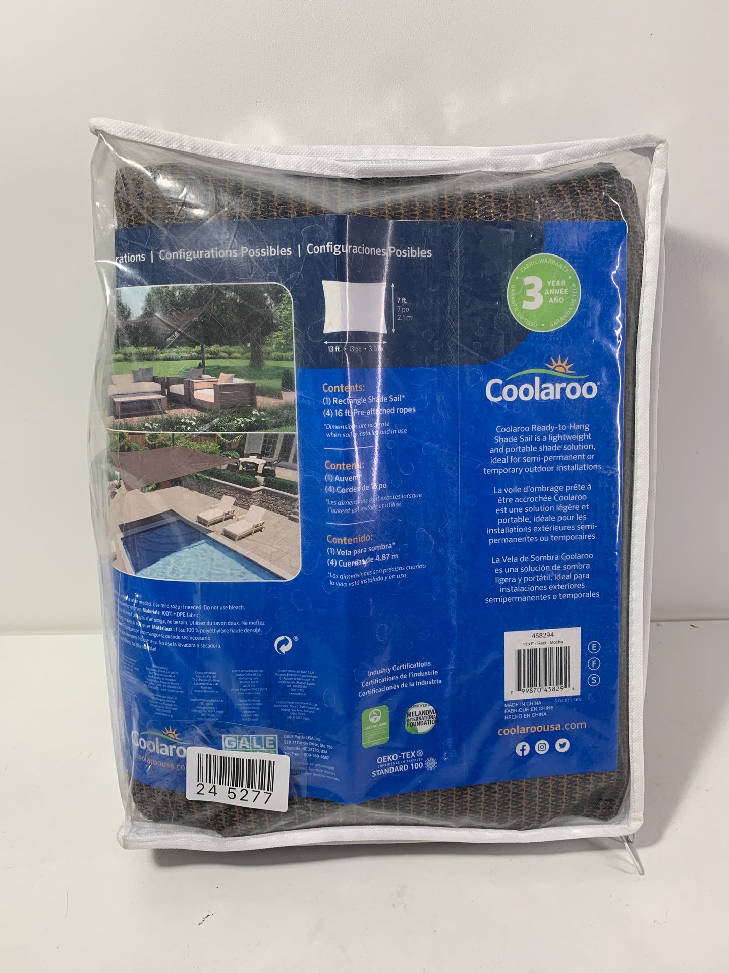 Coolaroo Ready-to-Hang Shade Sail Rectangle Mocha 13 X 7