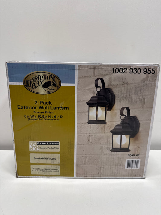 Hampton Bay 10.5 in. 1-Light Bronze Outdoor Wall Light Fixture Sconce with Seeded Glass (2-Pack)