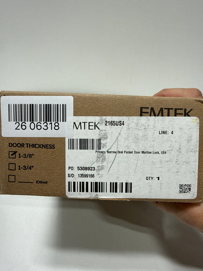 Emtek Pocket Door Mortise - Narrow Oval Privacy Function (Satin Brass)