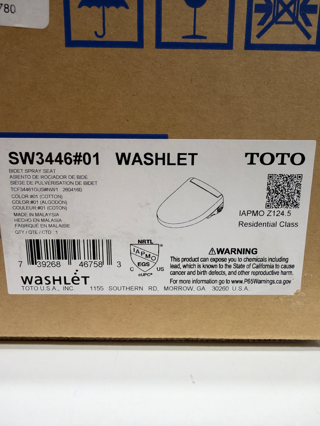 TOTO WASHLET S5 Electronic Bidet Toilet Seat with Instantaneous Water Heating, PREMIST and EWATER+ Wand Cleaning, Elongated, Cotton White - SW3446#0