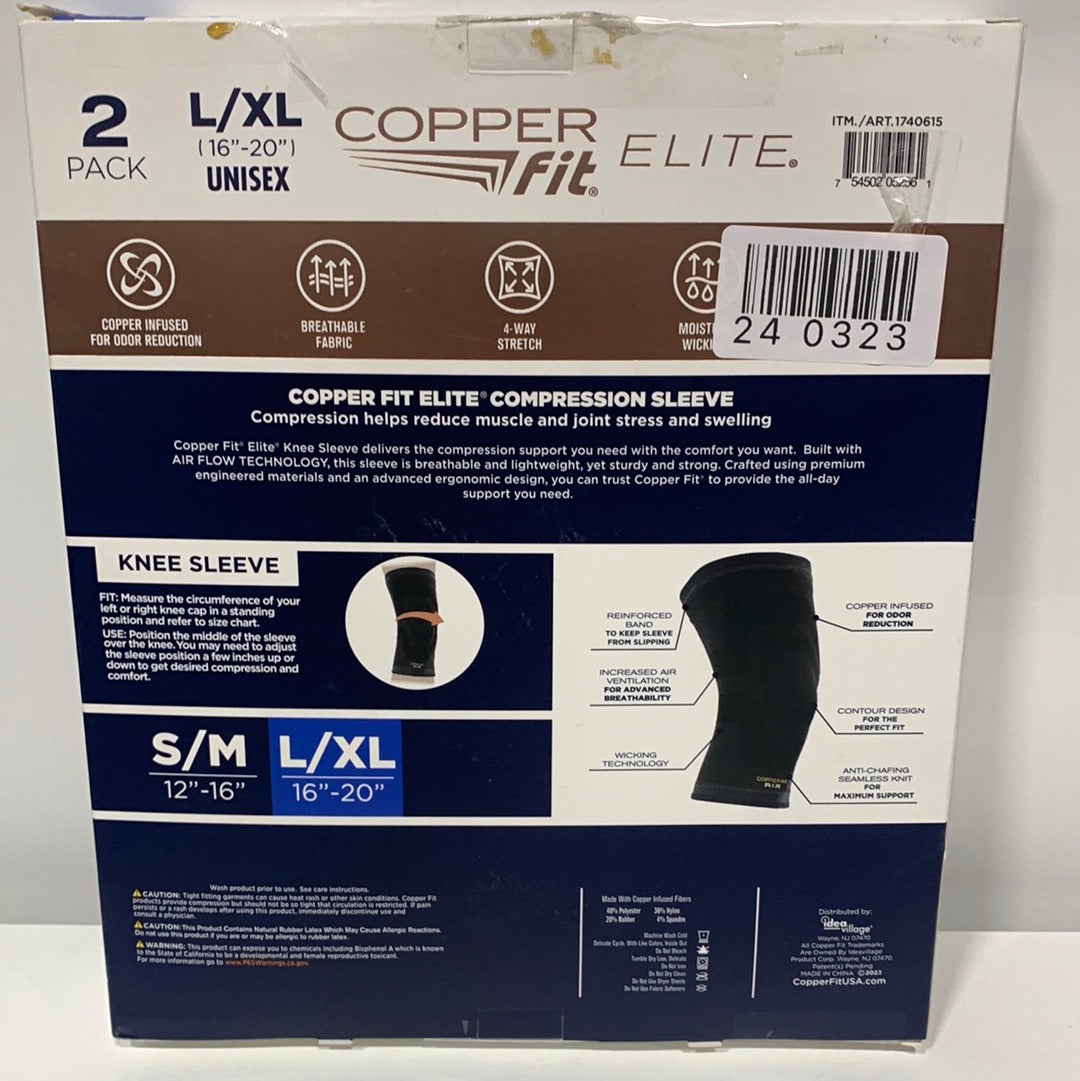 Copper Fit Ellite Knee Sleeve 2 Pack L/XL - *Health & Beauty