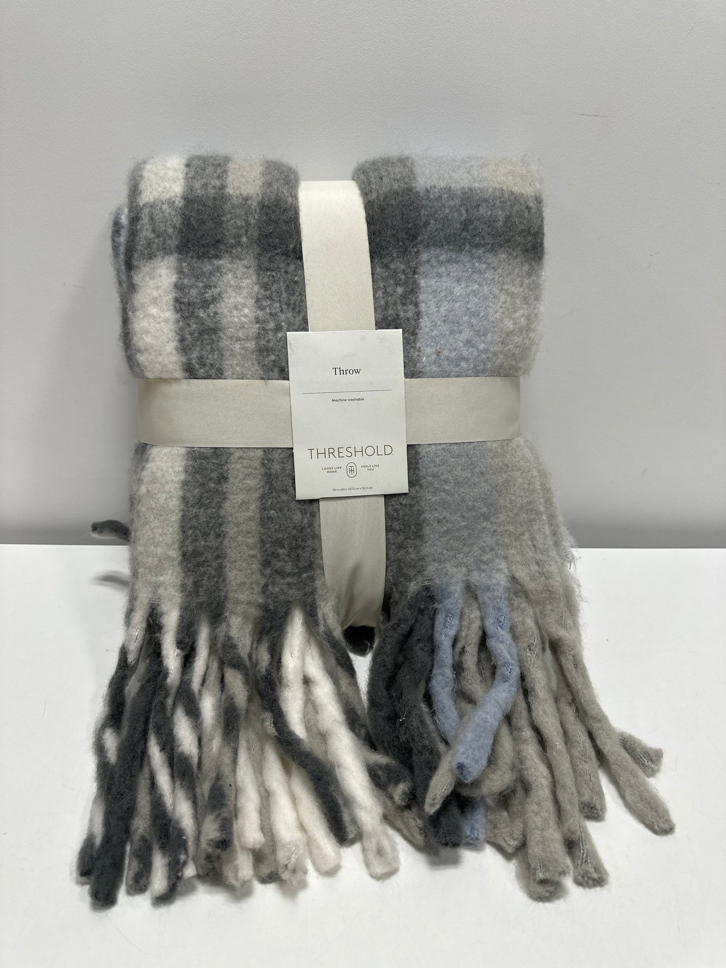 Woven Plaid Throw Blanket Gray - Threshold