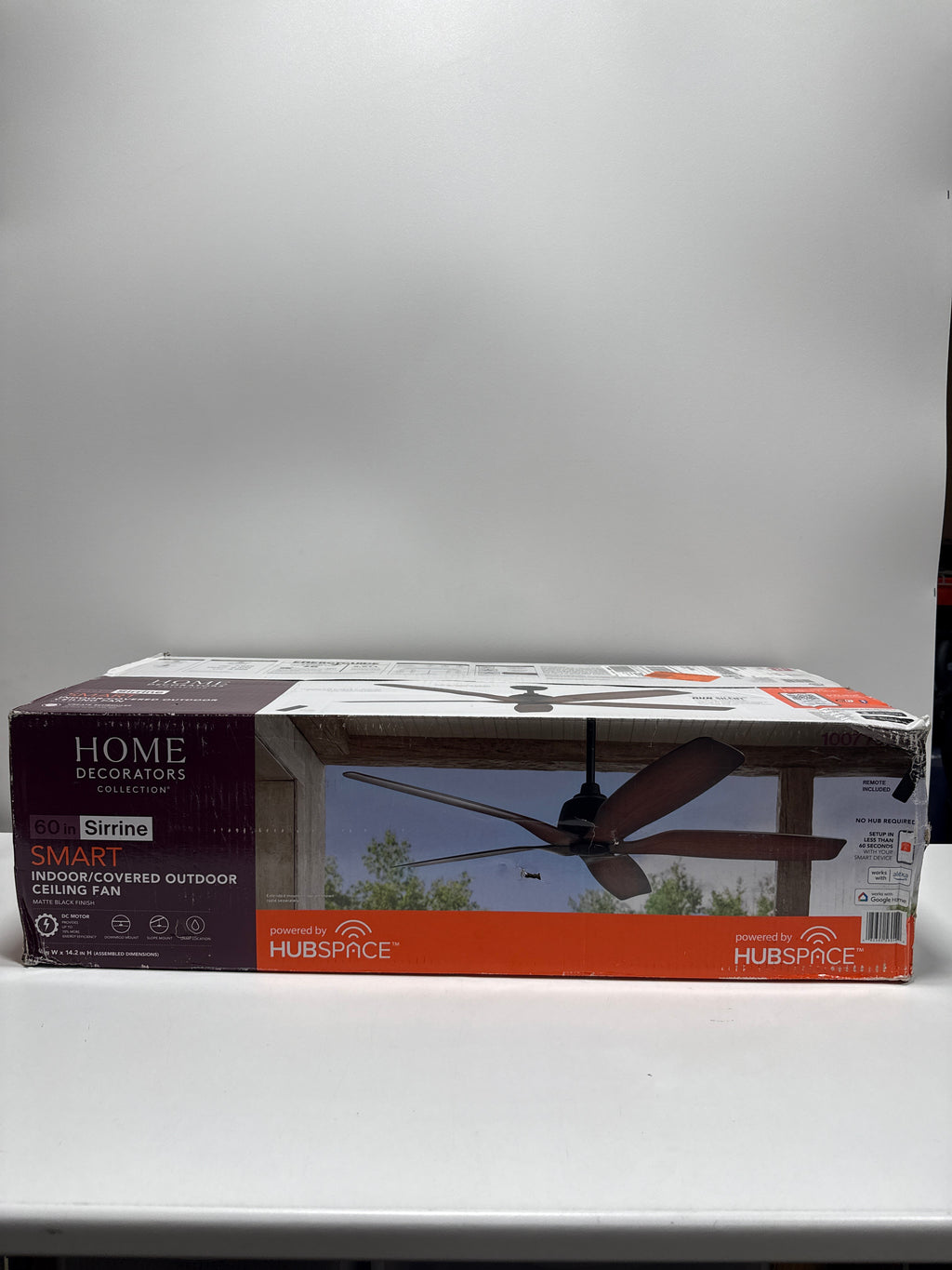 60 in. Sirrine Indoor/Outdoor Matte Black Smart Ceiling Fan with Remote Control Powered by Hubspace