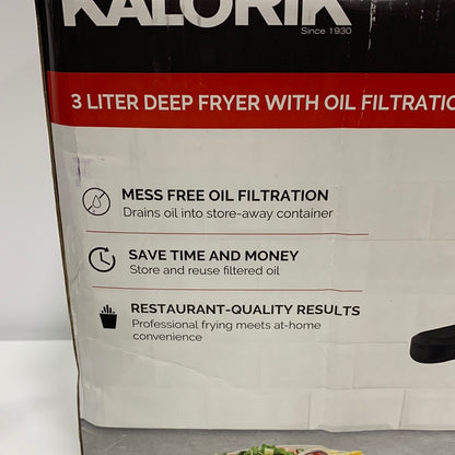 Kalorik 3 Liter / 3.2 Quart Deep Fryer with Oil Filtration Stainless Steel FT 43721 BK