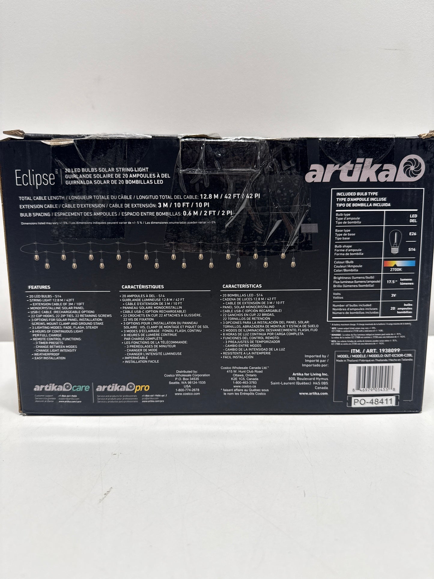 Artika Eclipse- 20 LED Solar String Lights, Remote Control, Dusk to Dawn