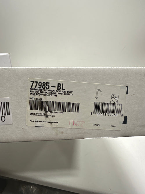 Kohler 77985-BL Components Deck Mount Bath Spout with Tube Design, Matte Black