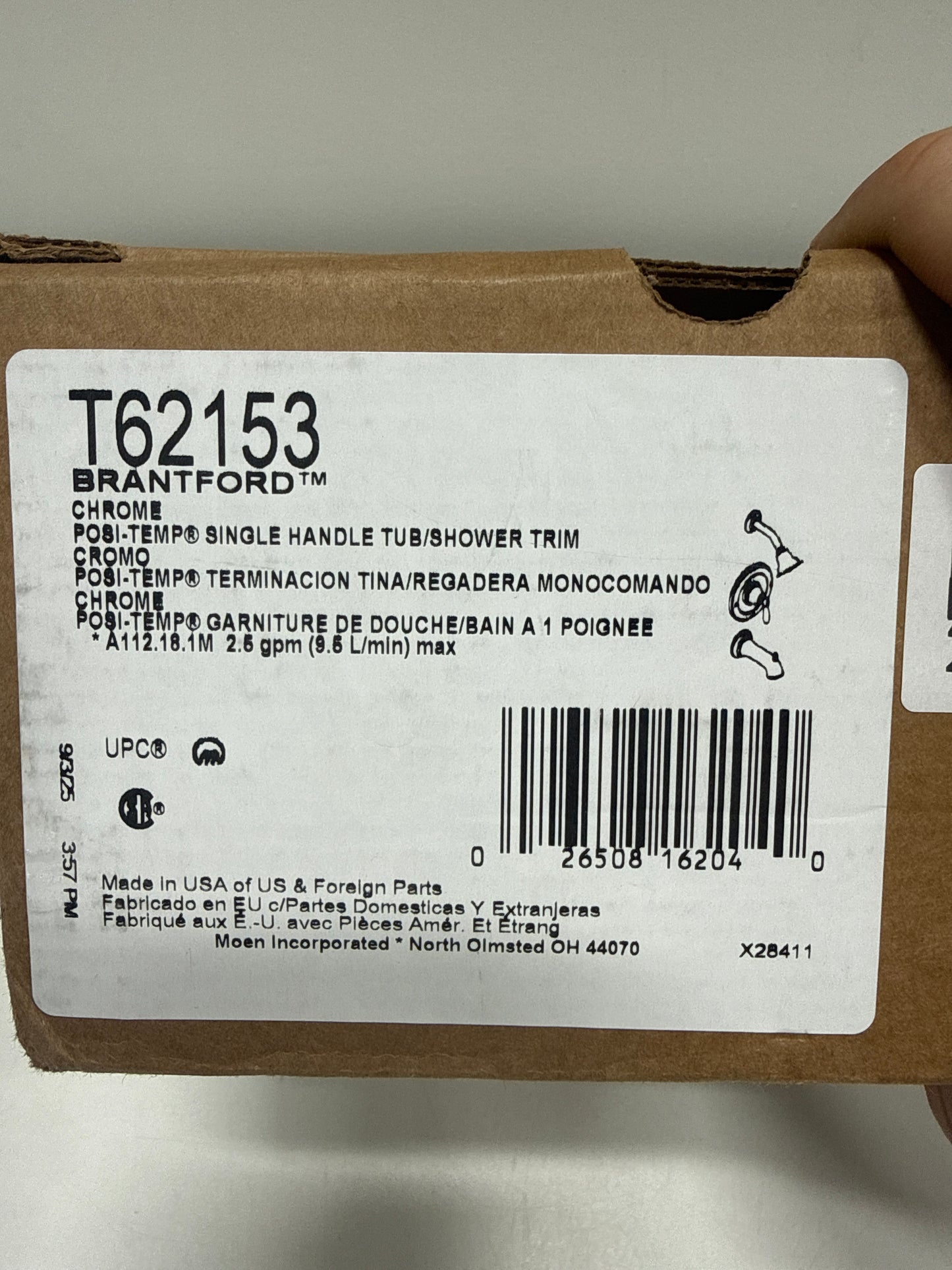 Moen Brantford Chrome PosiTemp Pressure Balancing Tub and Shower Trim Kit without Valve T62153 - *Plumbing