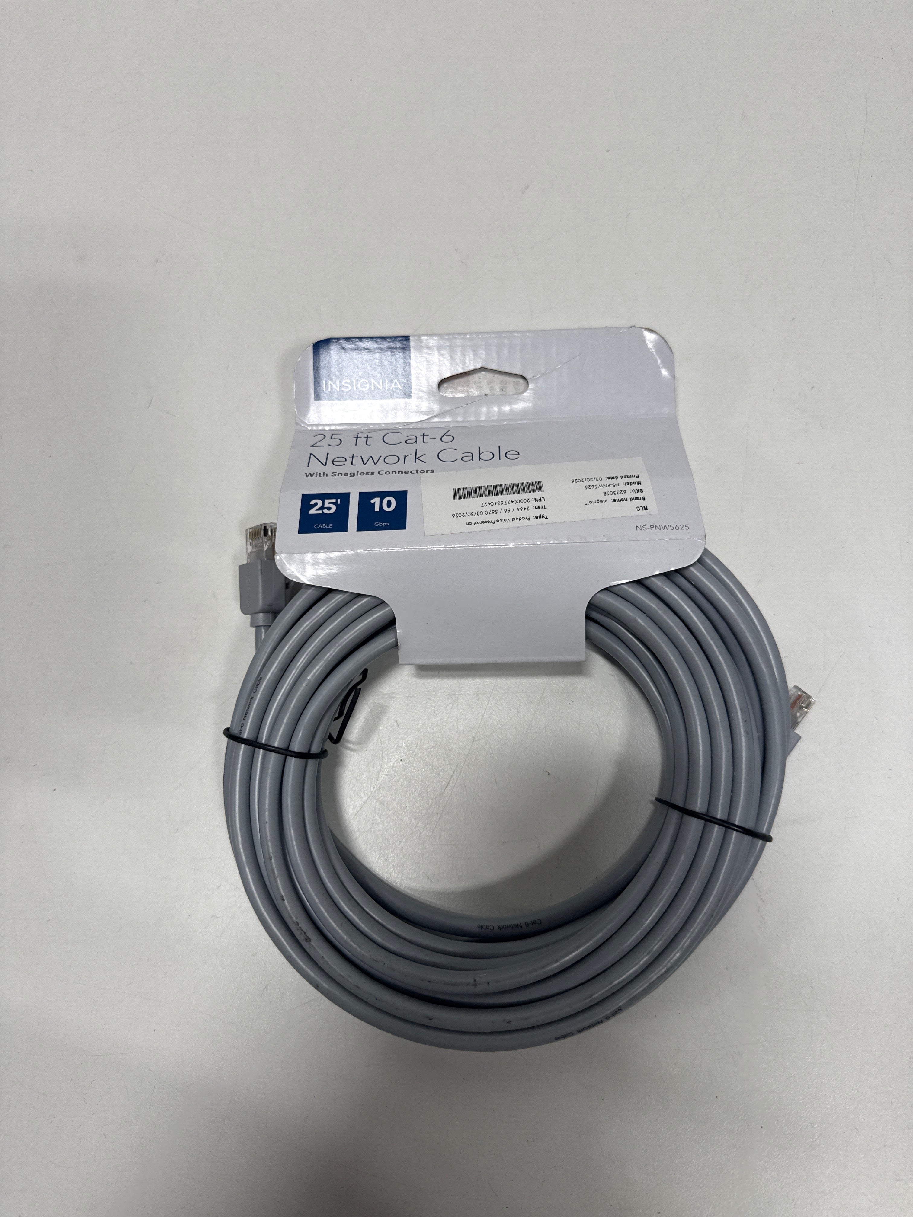 Insignia - 25' Cat-6 Ethernet Cable - Gray