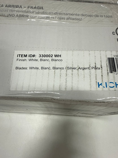KICHLER 330002WH Protruding Mount 3 White/Silver Blades Ceiling fan with 55 watts light White 52’’ - *Lighting &