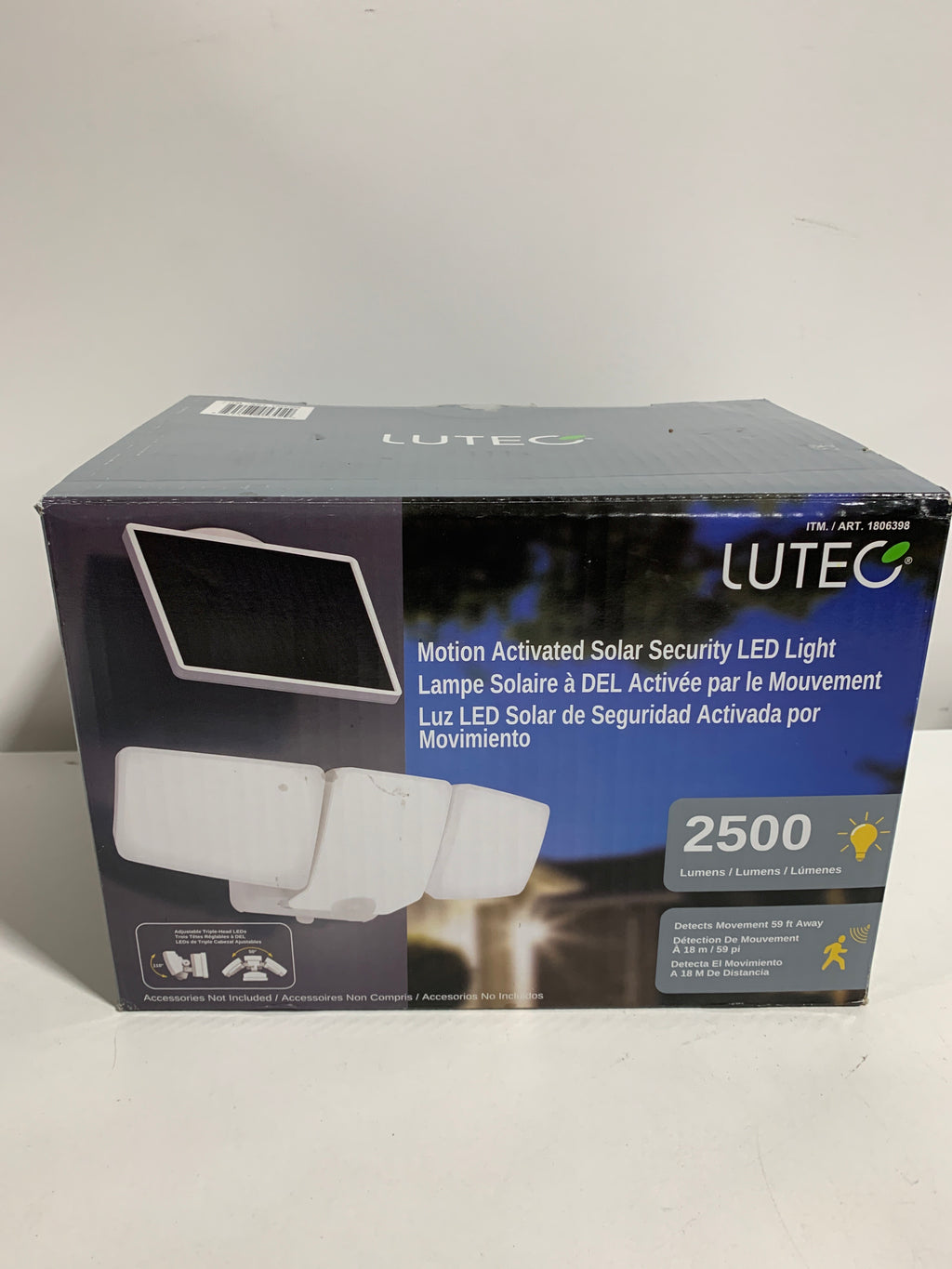 Lutec Motion Activated Solar Security LED Light Triple Head 2500 Lumens - *Lighting & Electrical