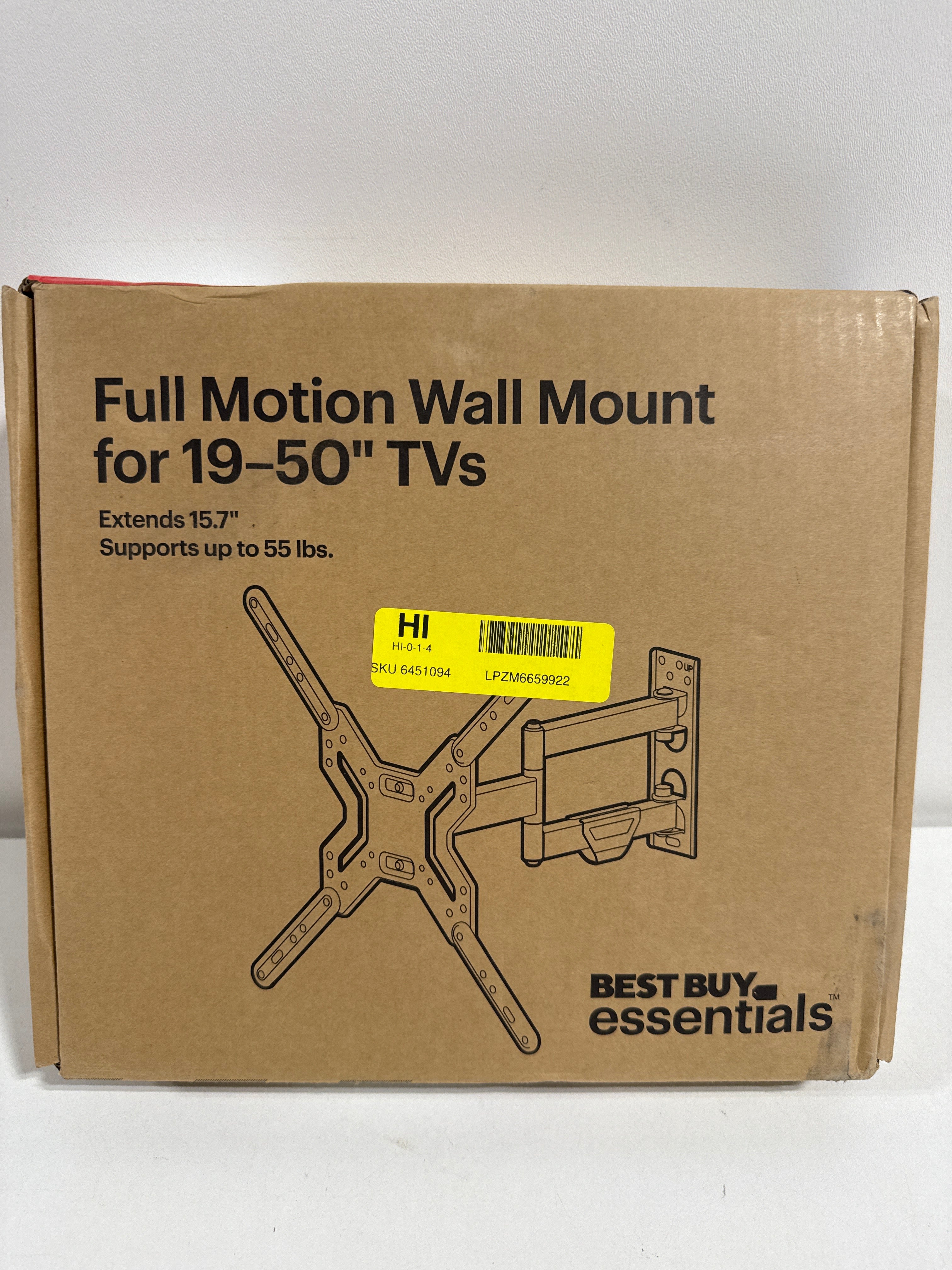 Best Buy Essentials - Full Motion TV Wall Mount for Most 19–50’’ TVs - Black - *TV & Home Theater