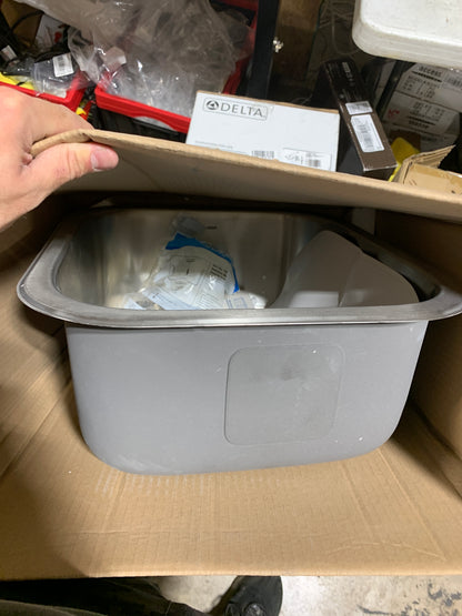 Houzer Club 17 in Stainless Steel Undermount 8 in Deep Single Bowl Bar Sink with Strainer - MS-1708-1