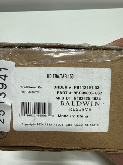 Baldwin Reserve HDTRATAR150 Half Dummy Traditional Knob and Arch Rose Satin Nickel Finish