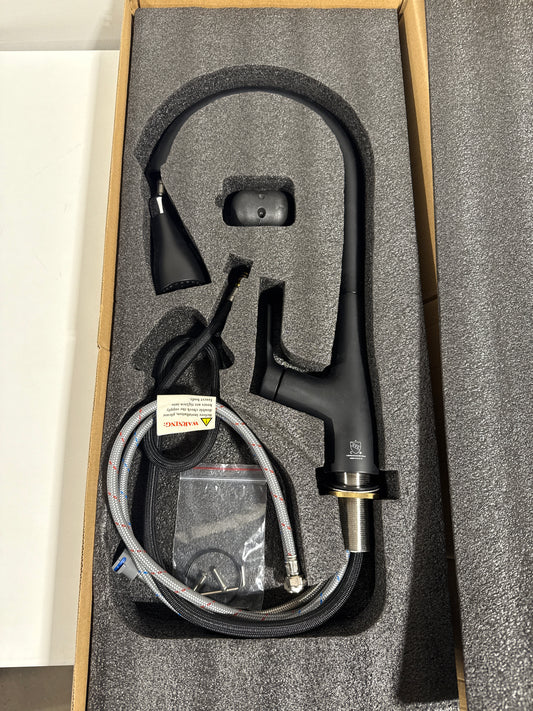 Elegant Lighting FAK-305 Andrea 1.8 GPM Single Hole Pull Down Kitchen Faucet Matte Black Faucet Kitchen Single Handle