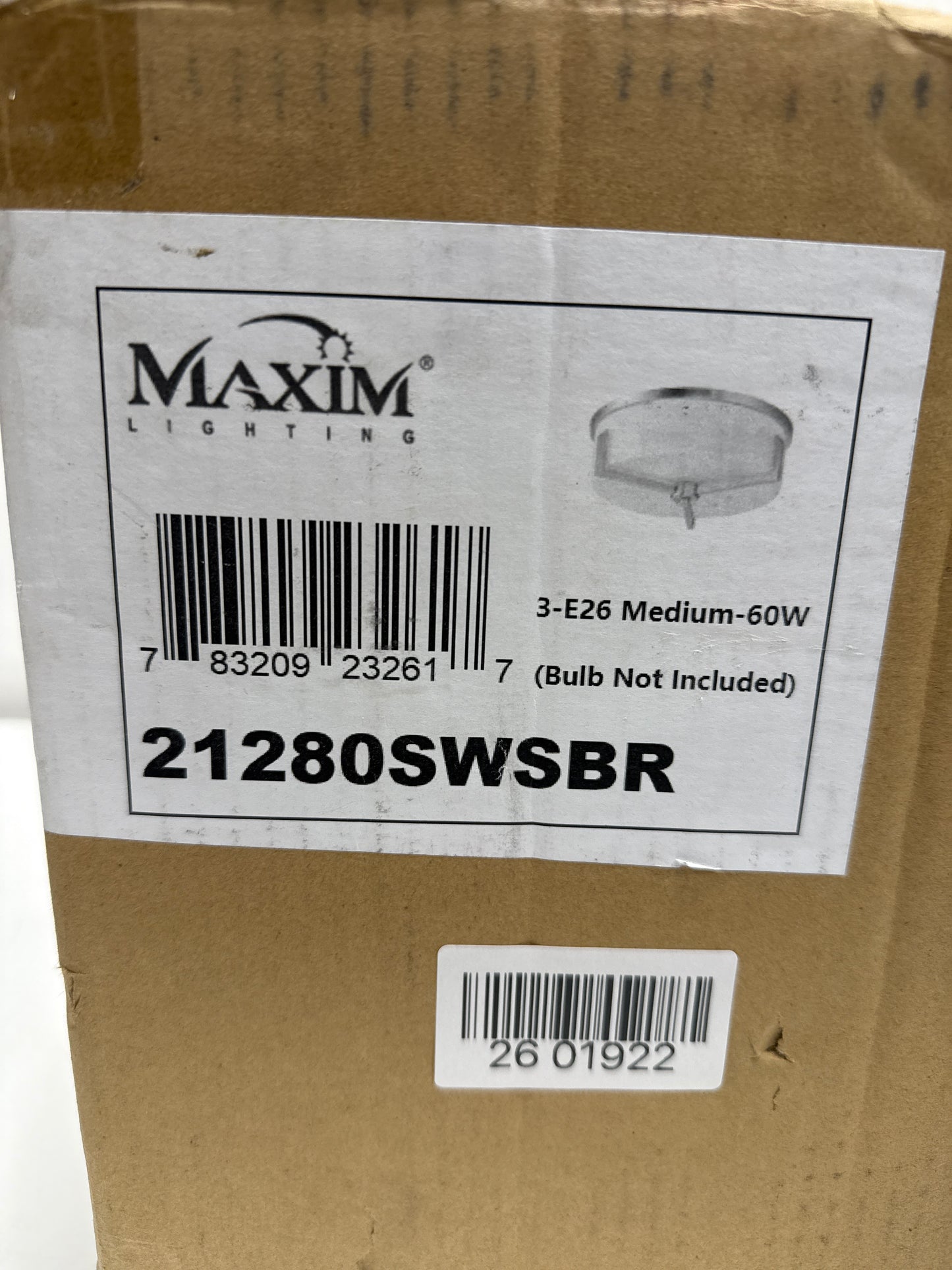 Maxim 21280SWSBR Dart Collection Three-Light Dimmable and LED Compatible Ceiling Flush Mount - Satin Brass