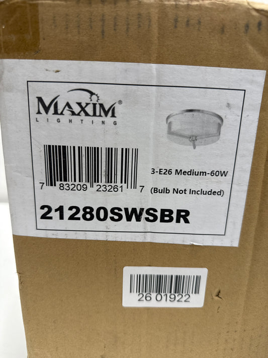Maxim 21280SWSBR Dart Collection Three-Light Dimmable and LED Compatible Ceiling Flush Mount - Satin Brass