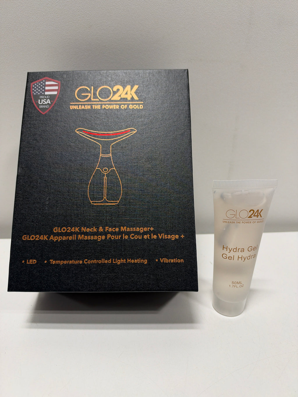 GLO24k Skin Rejuvenation Device for Face & Neck + 1.7 fl oz Conductive Hydra Gel