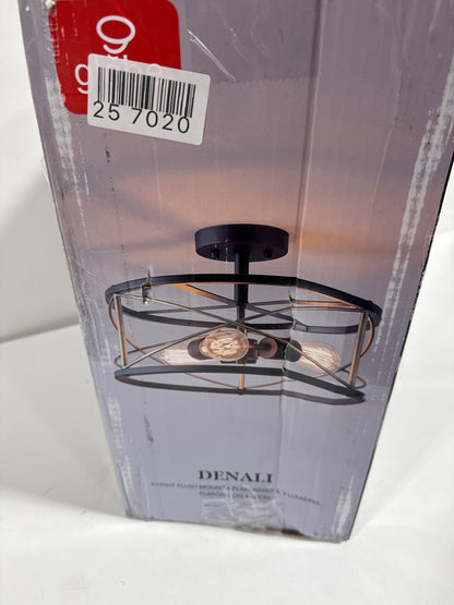 Globe Electric Denali 3-Light Matte Black Flush Mount Ceiling Ligh