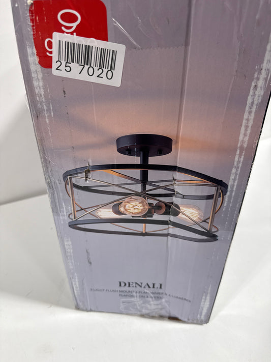 Globe Electric Denali 3-Light Matte Black Flush Mount Ceiling Ligh