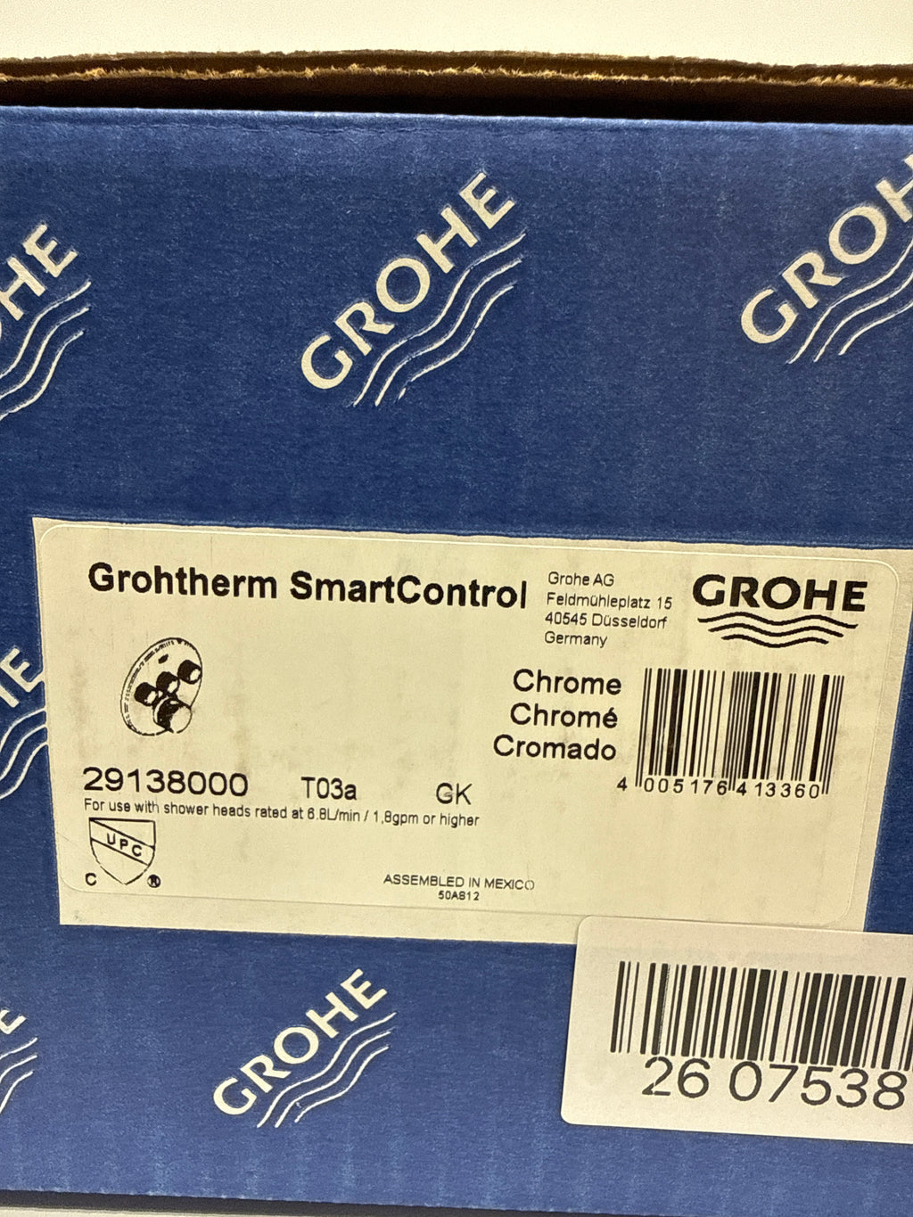 Grohe 29 138 Grohtherm Triple Function Thermostatic Valve Trim Only with Triple Knob Handles and Volume Control - Less Rough