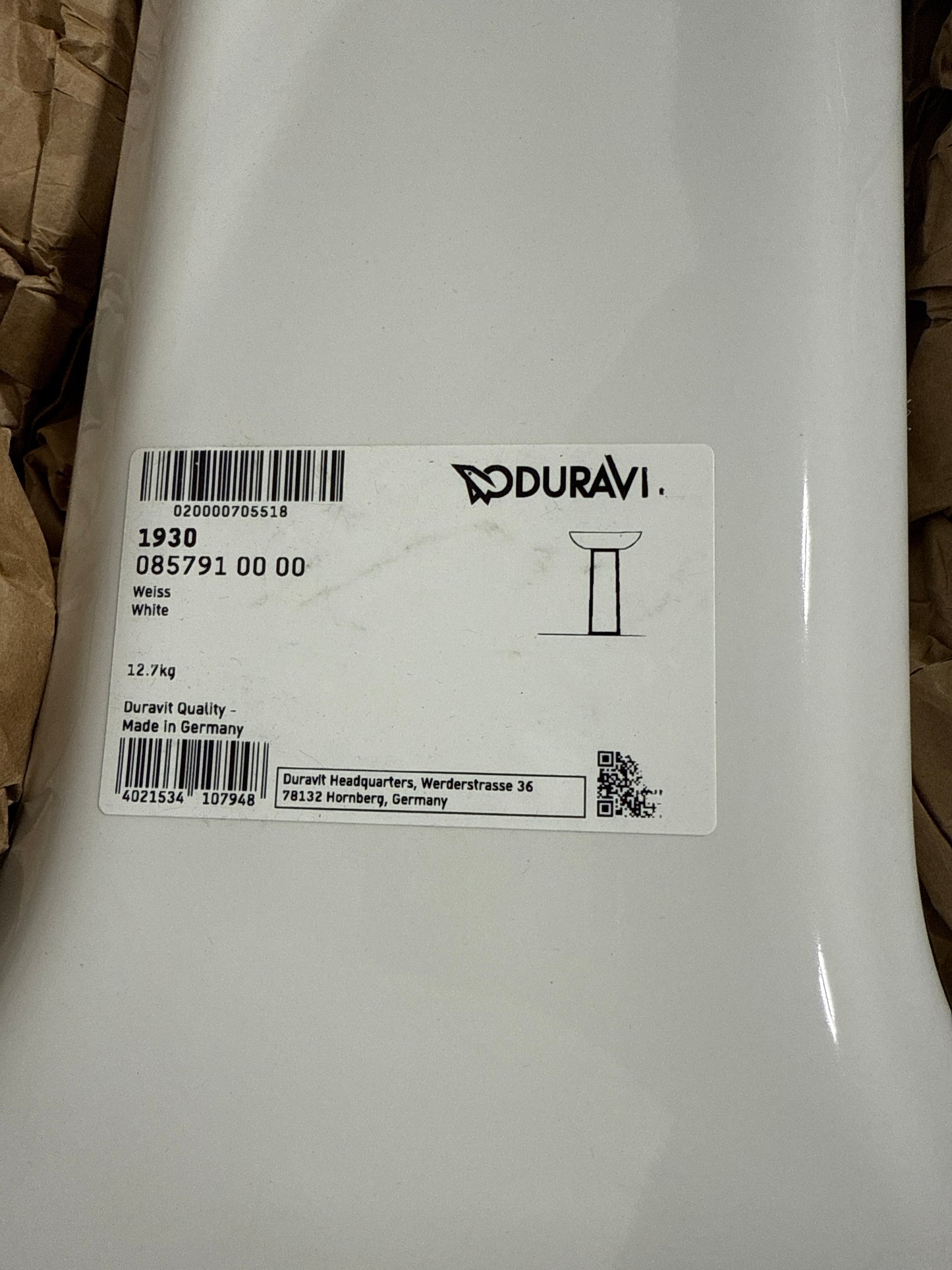 Duravit 0857910000 1930 Ceramic Pedestal Only - White