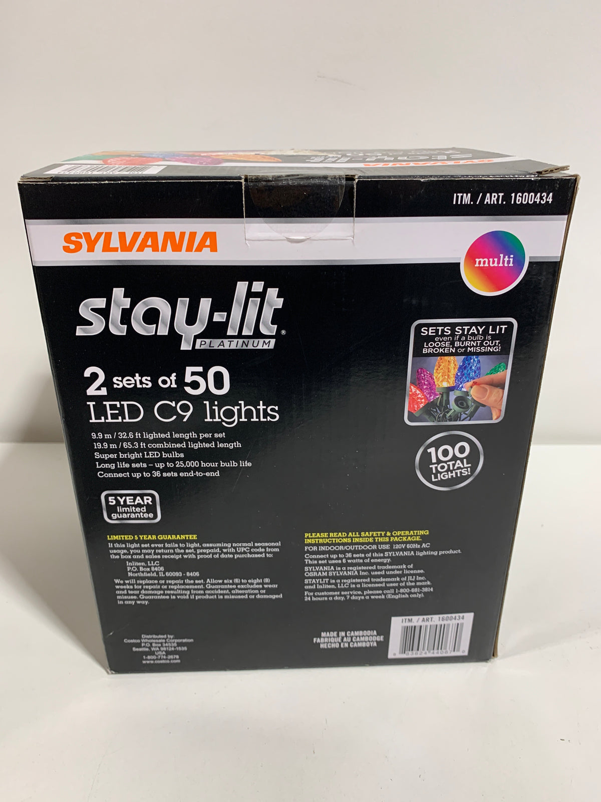 Sylvania Stay-Lit C9 Faceted Dual Color LED Lights, 100