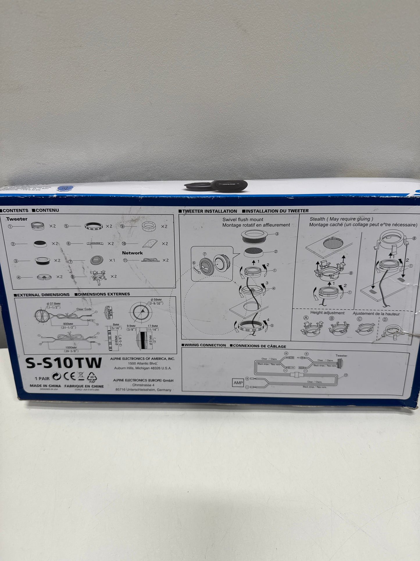 Alpine - S-Series 1" Car Tweeters (Pair) - Black