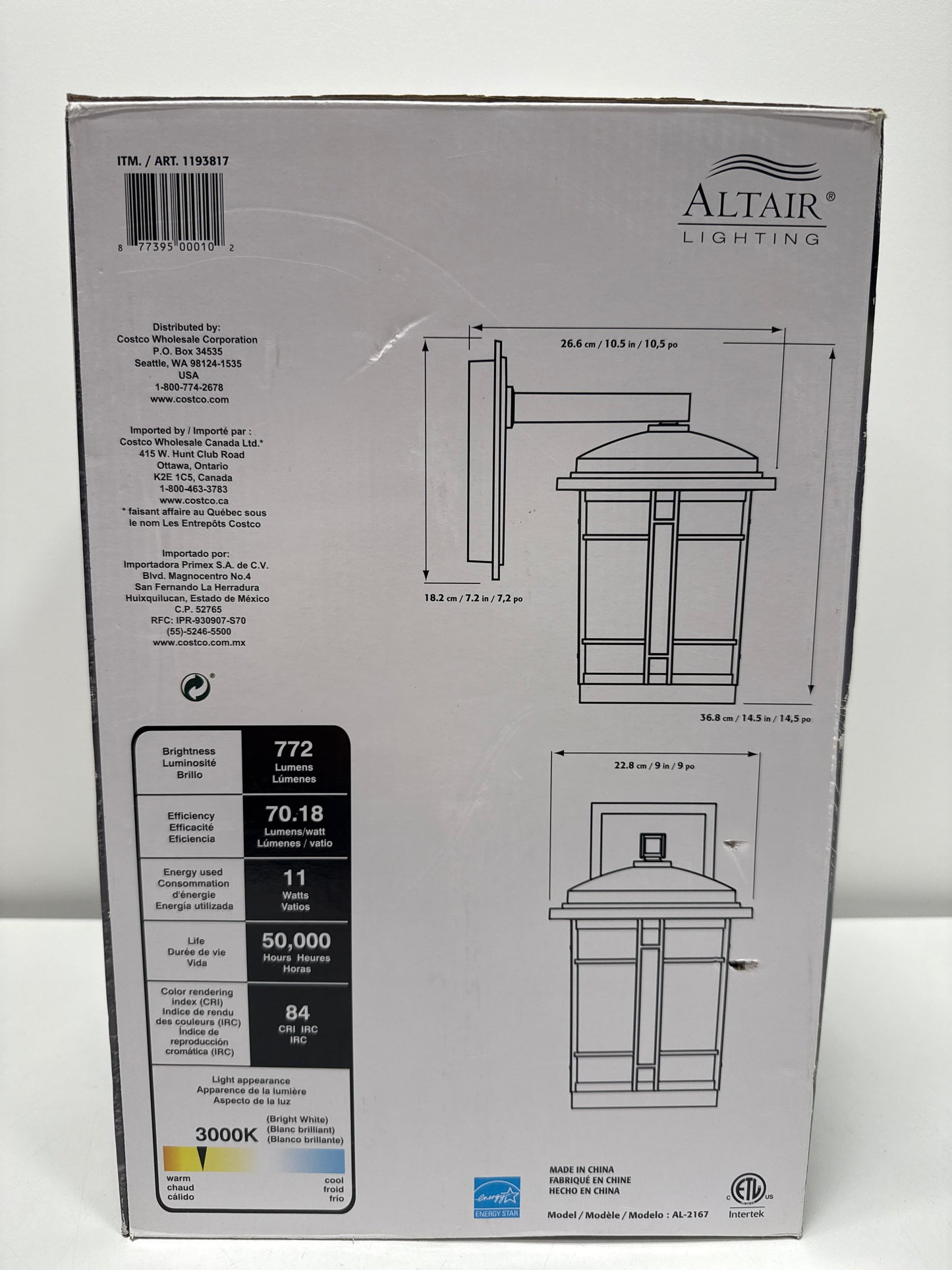 Altair 9" LED Outdoor Wall Lantern 772 Lumens Burnished Bronze Finish