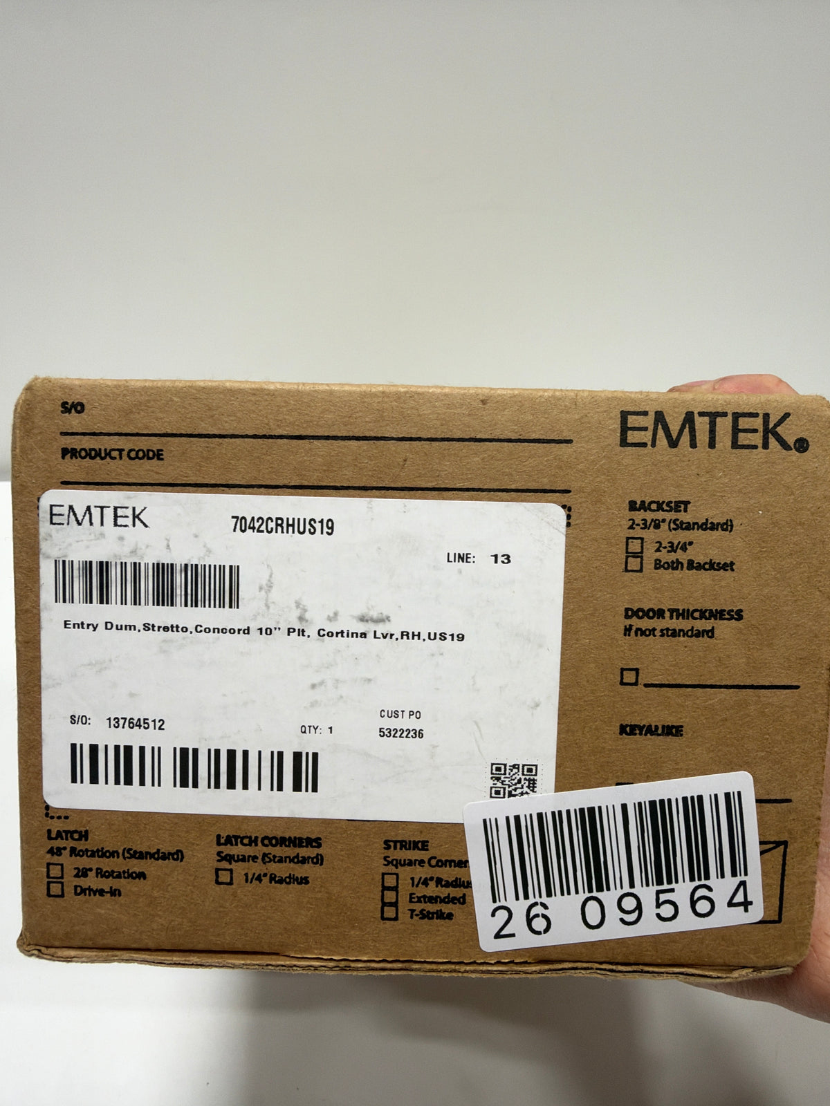 Scratch Emtek 7042US19 Flat Black 2" x 10" Concord Style Dummy, Pair Sideplate Lockset