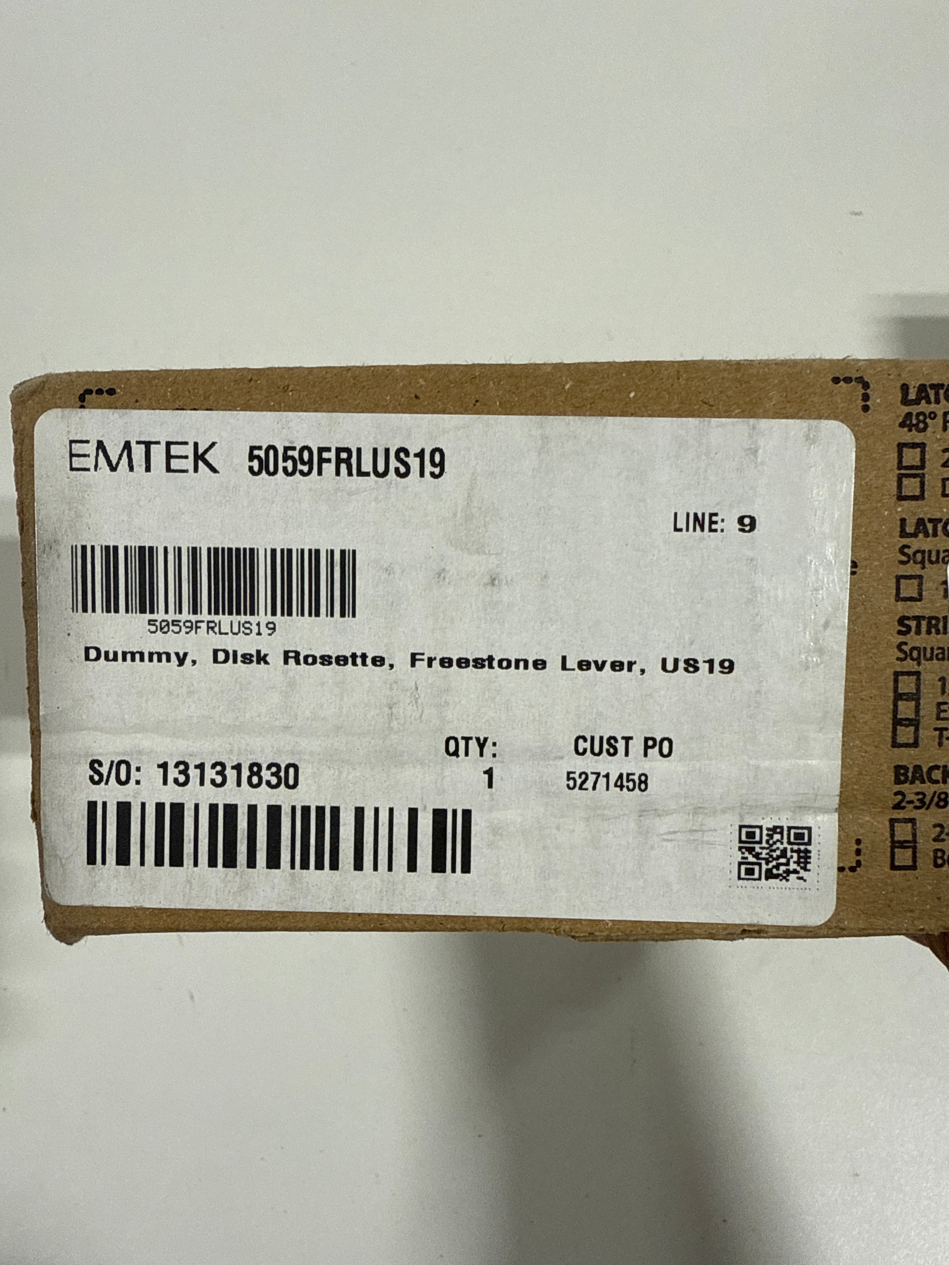 Emtek 5059FRLUS19 Dummy Pair. Disk Rosette. Freestone Lever. Flat Black - *Tools Hardware & Misc