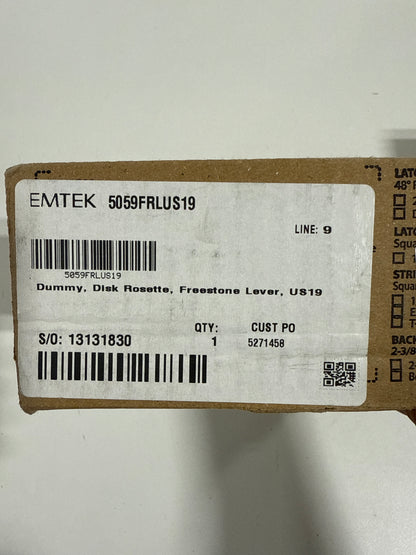 Emtek 5059FRLUS19 Dummy, Pair. Disk Rosette. Freestone Lever. Flat Black