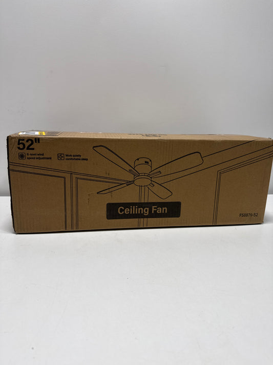 HINNIXY 52 in. LED Indoor/Outdoor Flush Mount Matte Black Ceiling Fan with Light Kit and Smart App Control and Remote Control