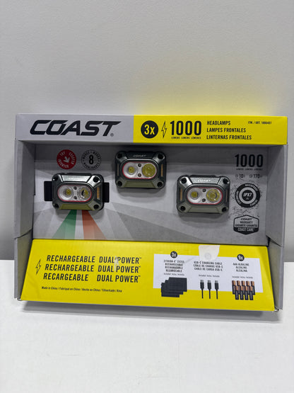 See Desc Coast CH1000R Rechargeable Dual Power Headlamps 1 000L (Pack of 3)