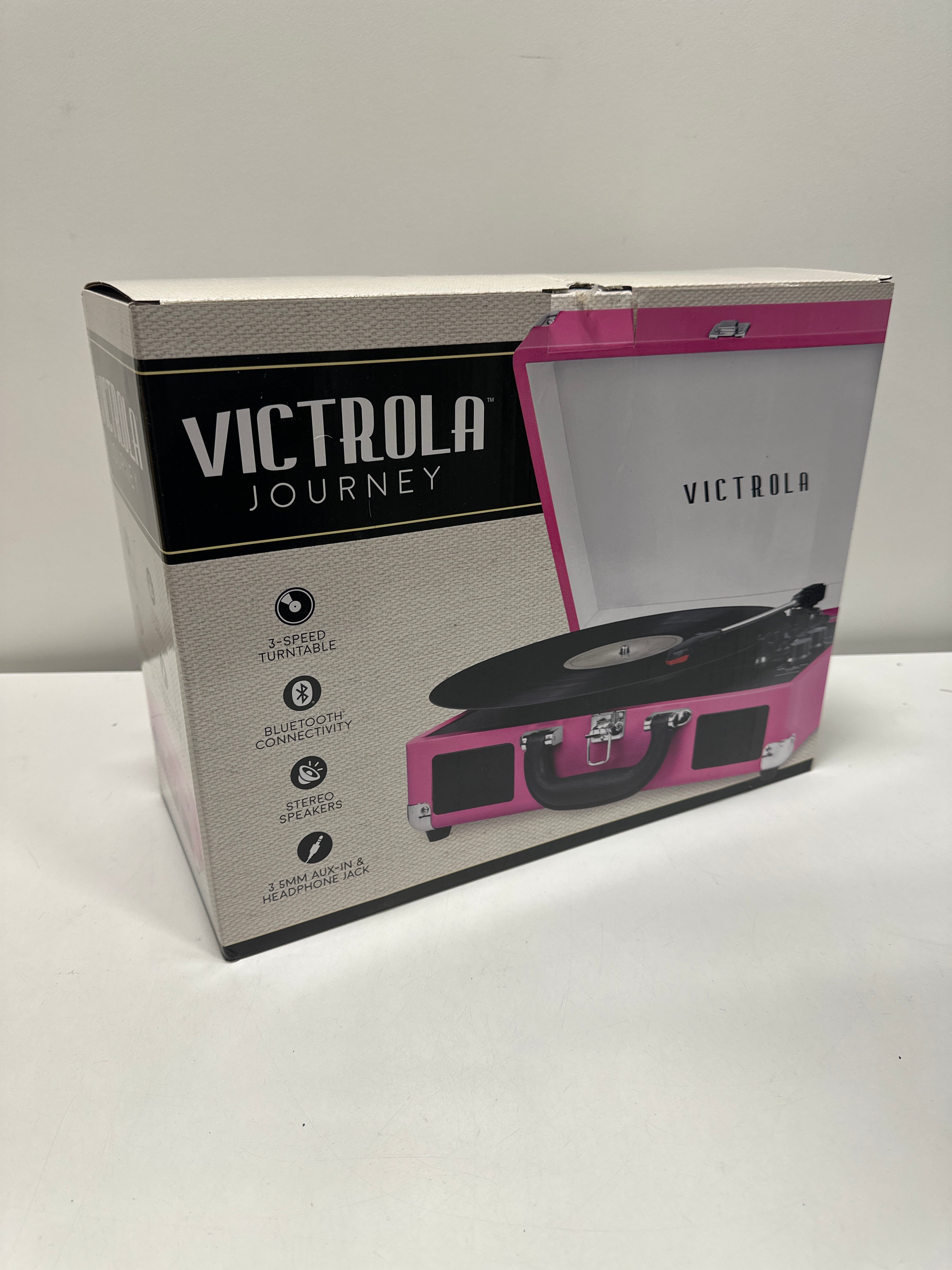 Victrola - Journey Bluetooth Suitcase Record Player with 3-speed Turntable - (Pink) - *Headphones & Tech Accessories