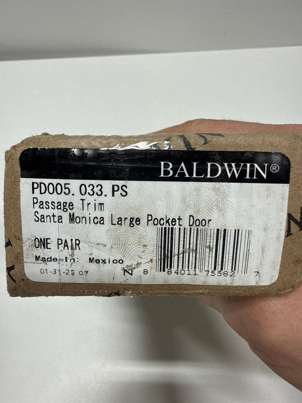 Baldwin PD005.PS Santa Monica Style Pocket Door Passage Trim Pair from the Estate Collection Vintage Brass