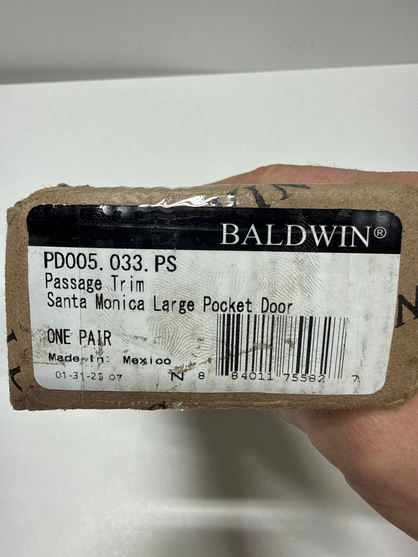 Baldwin PD005.PS Santa Monica Style Pocket Door Passage Trim Pair from the Estate Collection Vintage Brass
