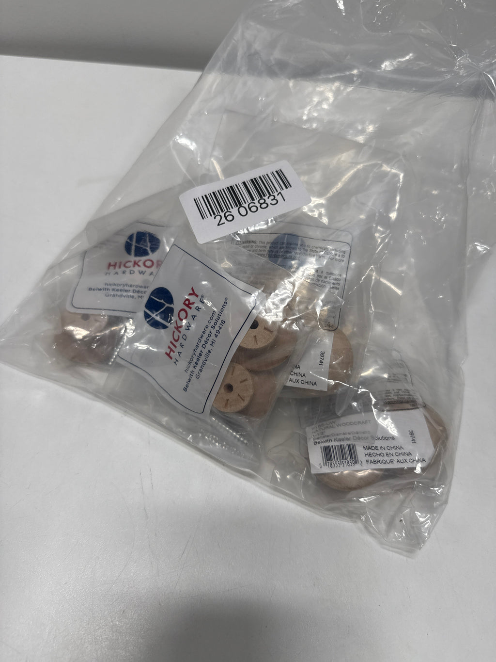10 x Hickory Hardware Natural Woodcraft Transitional Round Cabinet Knob 1-1/2 in. D 7/8 in. Unfinished