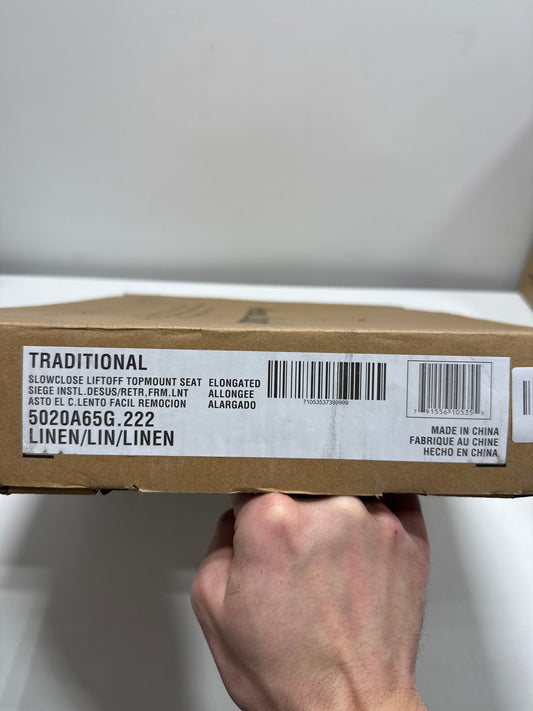 Traditional El Luxury Seat with Cover, Polypropylene Plastic, Elongated, Linen