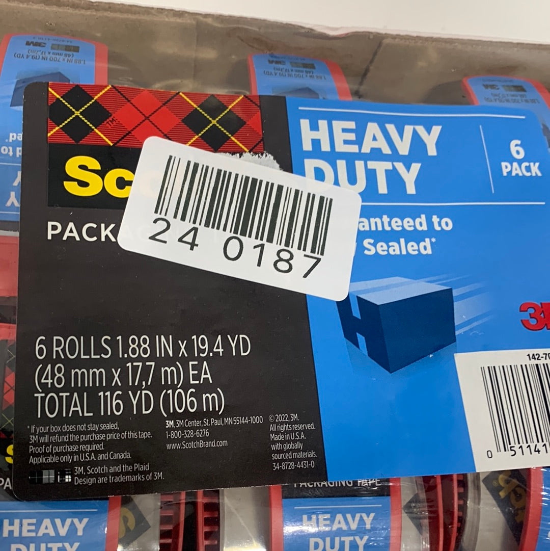 Scotch Shipping Packaging Tape Heavy Duty 6 Pack