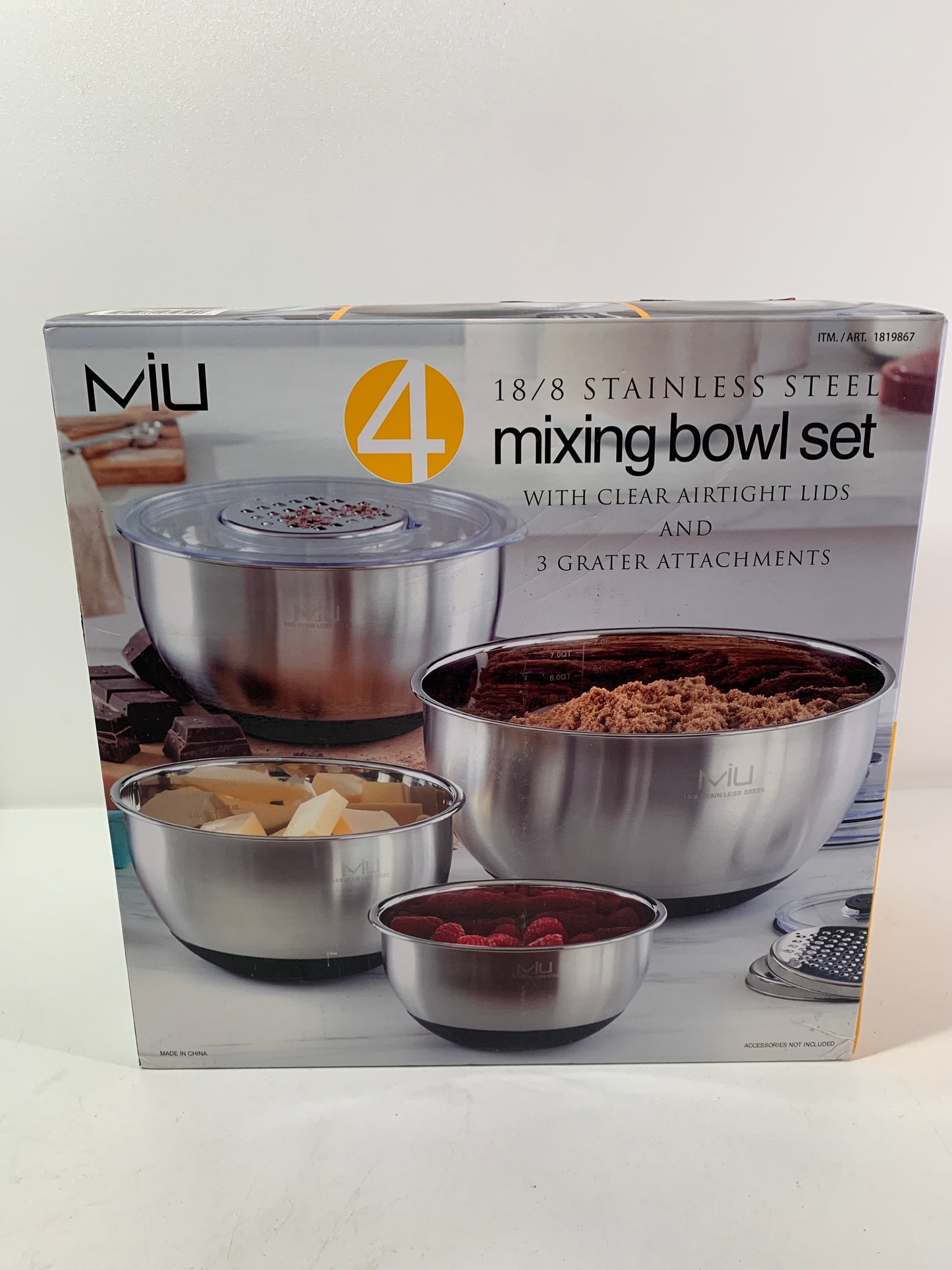 See Desc MIU Stainless Steel Mixing Bowls with Graters, Set of 4