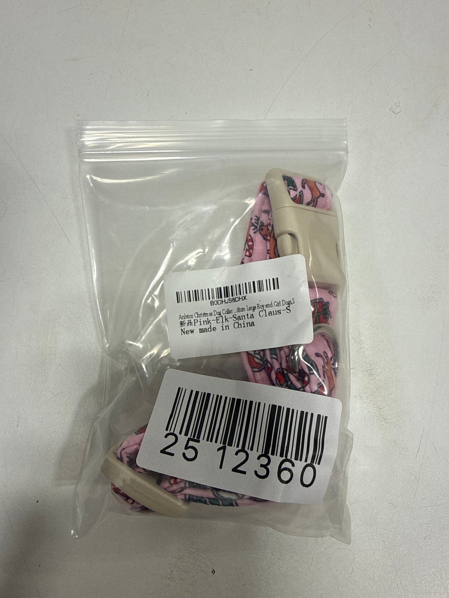 Christmas Dog Collar for Small Dogs，Adjustable Cotton Pink Elk Dog Collars Santa Claus Puppy Collar for Male Female Boy and Girl Dogs, S