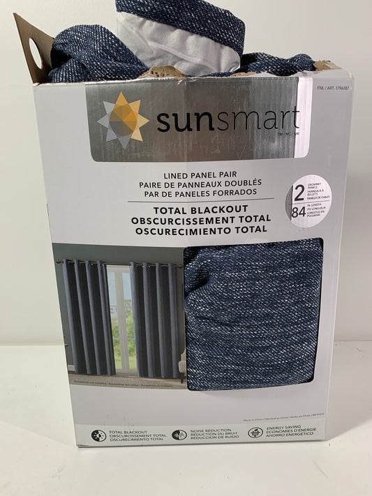 Sunsmart Total Blackout Curtains 2 Panels 52" X 84" Brown Blue Heather