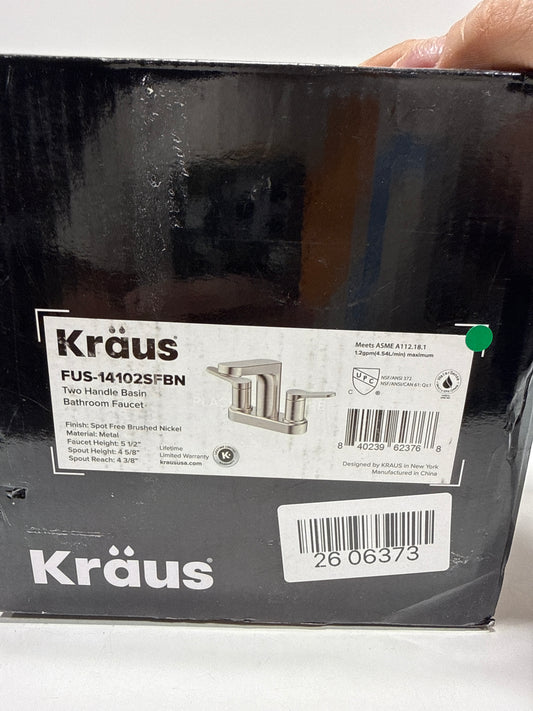 KRAUS Indy Centerset Bathroom Faucet in Spot-Free Brushed Nickel with 2 Handles,