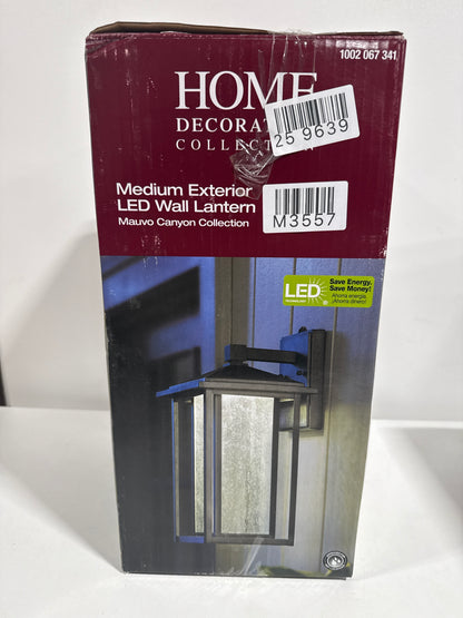 Mauvo Canyon 15.5 in. Black Dusk to Dawn LED Outdoor Wall Light Fixture Porch Sconce with Seeded Glass