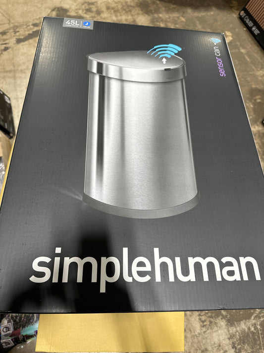 simplehuman 45 Liter / 12 Gallon Semi-Round Automatic Sensor Trash Can, Brushed Stainless Steel