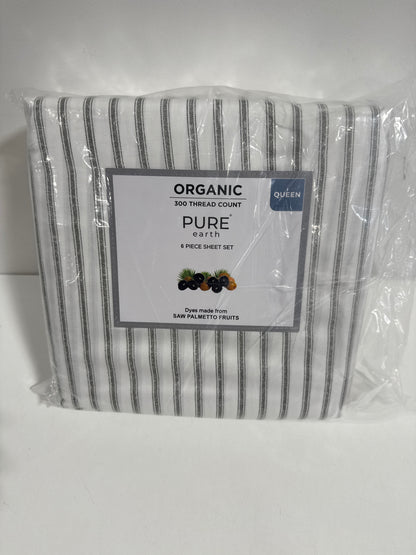 Pure Earth Organic 300 Thread Count 6-piece Sheet Set Queen
