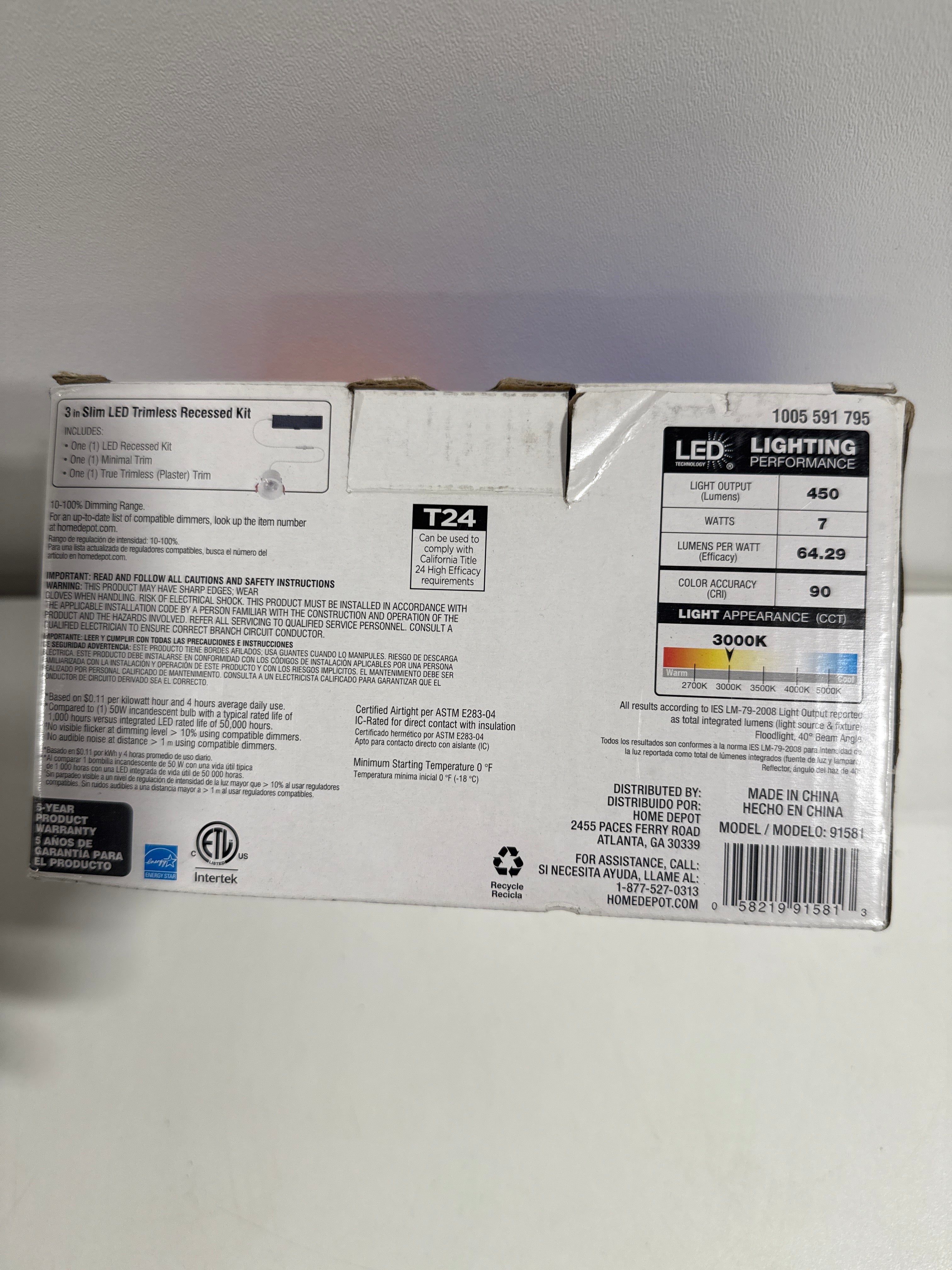 3 in. White Interchangeable Trim LED Integrated Trimless Recessed Lighting Kit - *Lighting & Electrical