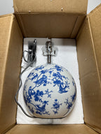 JONATHAN Y 19.5" White/Blue Shishen Chinoiserie Ceramic Table Lamp, Traditional Hand-Painted Floral Cottage Lamp with White Pleated Linen Shade, LED Bulb Included (JYL5056B)