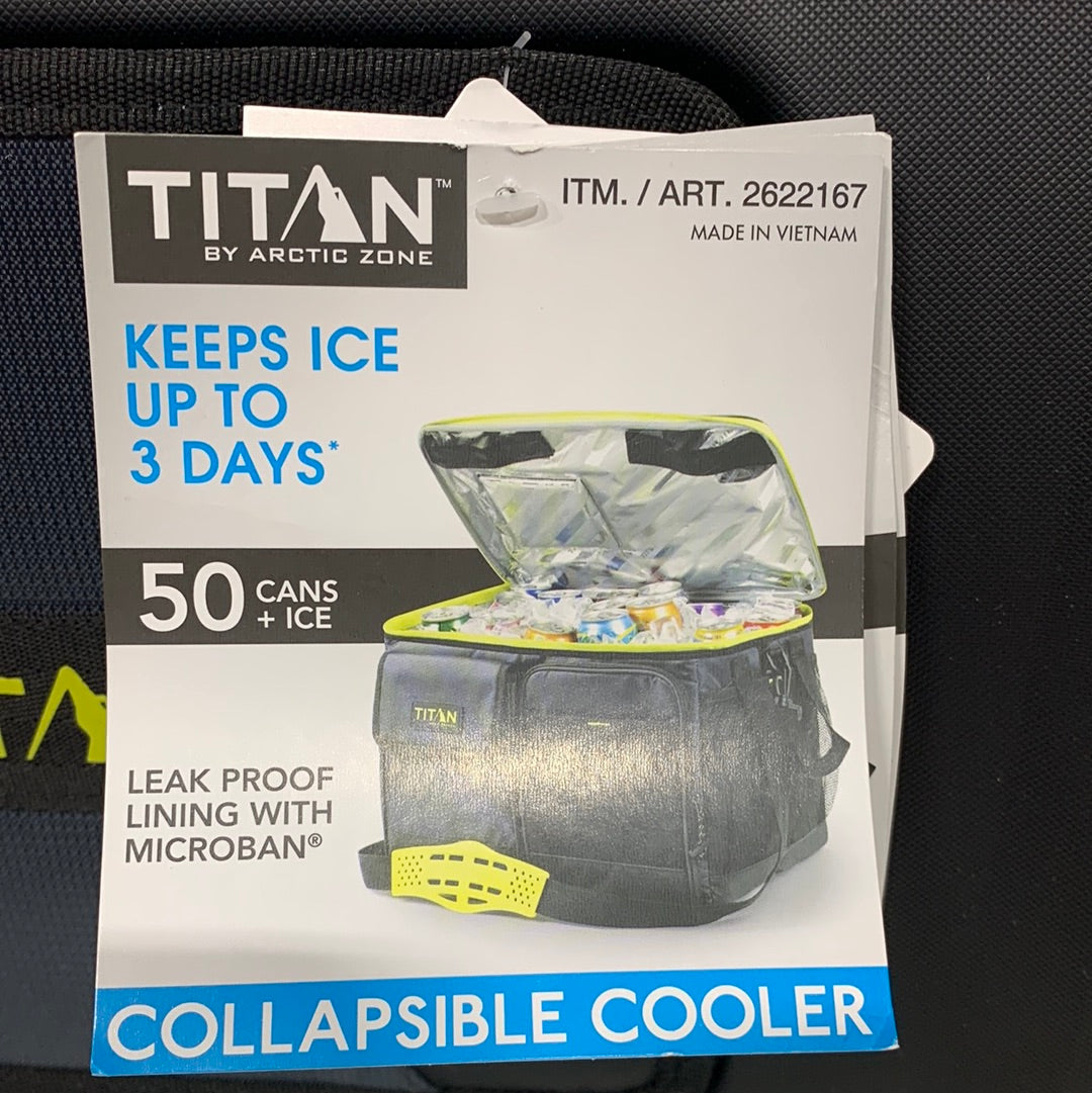 Titan 50 Can Collapsible Cooler, Blue / Yellow